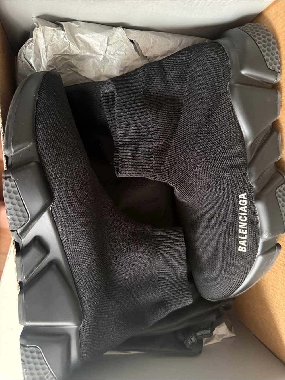 Balenciaga Black Sock-Style Speed Trainer Sneakers - Picture 2 of 7